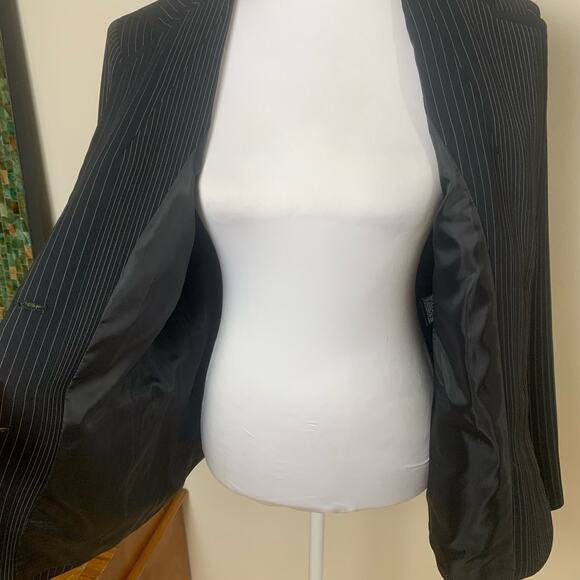 Kasper Petite Size 14P Women's Pinstripe Blazer Jacket Black Classic Business - Picture 5 of 8